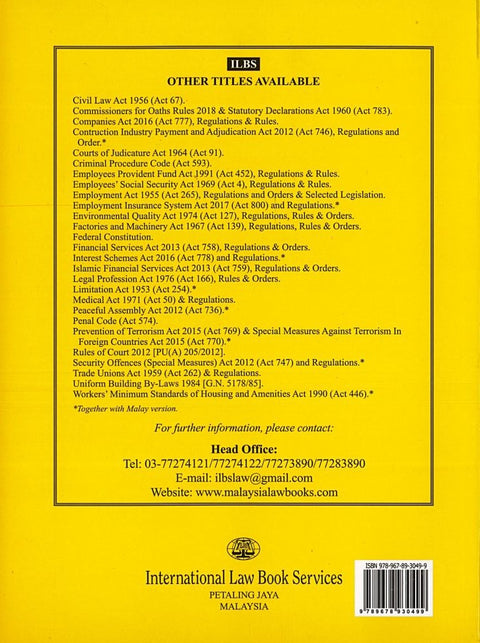 Occupational Safety and Health Act 1994 (Act 514), Regulations & Orders [As At 20th July 2024] [OSHA]