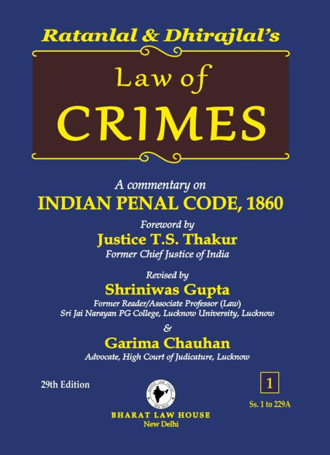 Law of CRIMES by RATANLAL & DHIRAJLAL (Set of 3 Vols.) – 29th Edition | 2023