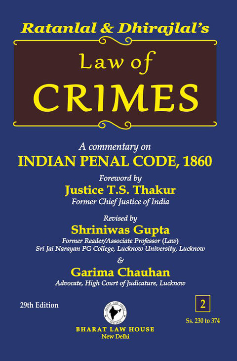 Law of CRIMES by RATANLAL & DHIRAJLAL (Set of 3 Vols.) – 29th Edition | 2023