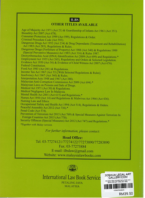 Private Healthcare Facilities and Services Act 1998 (Act 586), Regulations & Order [As At 1st December 2023]