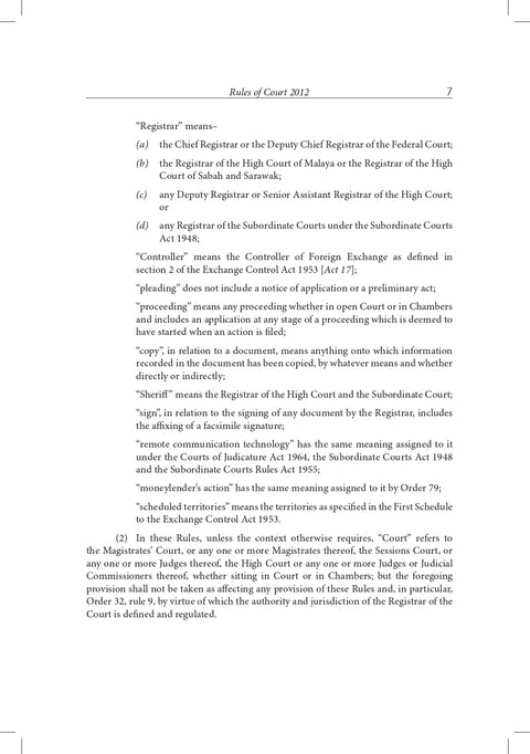 Rules of Court 2012 P.U.(A) 205/2012 Incorporating The Amendments In P.U.(A) 229/2023 | 2025