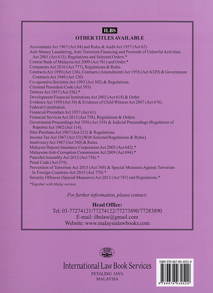 Islamic Financial Services Act 2013 (Act 759), Regulations & Orders (As At 15th August 2024)