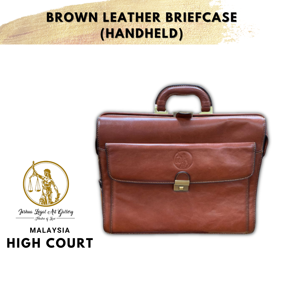 Brown Leather briefcase Handheld Law Books Malaysia Joshua Legal Art Gallery