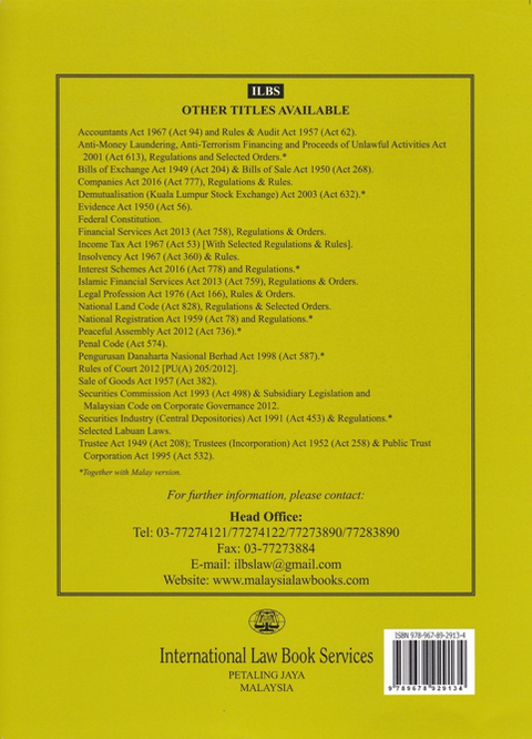 Capital Markets and Services Act 2007 (Act 671), Regulations & Malaysian Code on Take-Overs and Mergers [As at 1st February 2022]